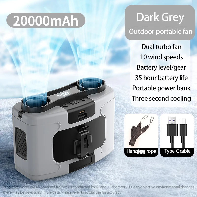 Multi-Purpose Waist Fan with Power Bank and Torch