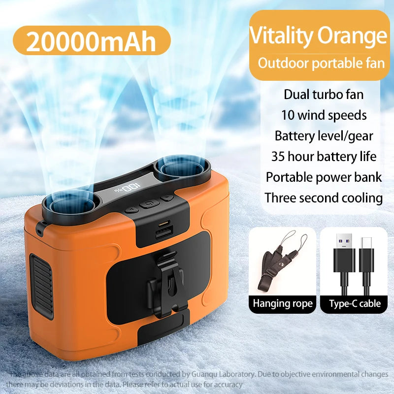 Multi-Purpose Waist Fan with Power Bank and Torch