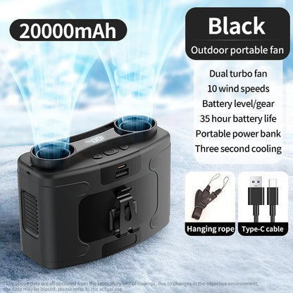 Multi-Purpose Waist Fan with Power Bank and Torch